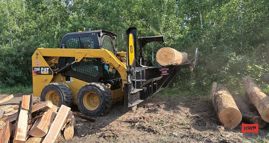 Image of a firewood processor for skid steer